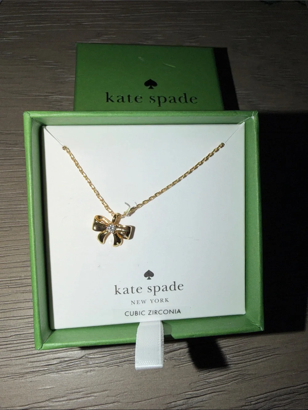 Kate Spade Gold Bow Necklace with Cubic Zirconia Accents